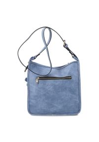 Torebka damska Laura Vita, z materiału syntetycznego z fakturowanym panelem regulowany pasek na ramię dekoracyjna zawieszka kompaktowa forma do codzi. Kolor: niebieski. Wzór: aplikacja, kwiaty. Materiał: z tłoczeniem. Styl: casual, boho. Rodzaj torebki: na ramię #4