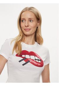 Tommy Jeans T-Shirt Lips DW0DW17373 Biały Slim Fit. Kolor: biały. Materiał: bawełna