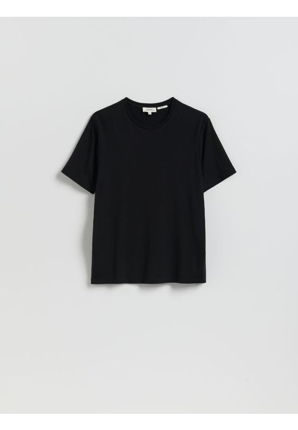 Reserved - T-shirt regular z włóknem bambusowym - czarny. Kolor: czarny. Materiał: włókno