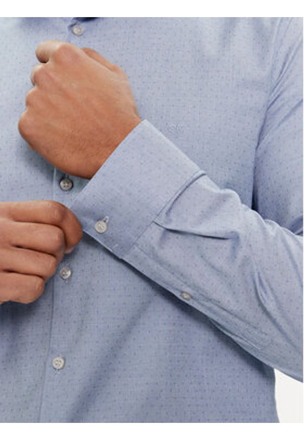 Calvin Klein Koszula K10K112305 Niebieski Slim Fit. Kolor: niebieski. Materiał: bawełna