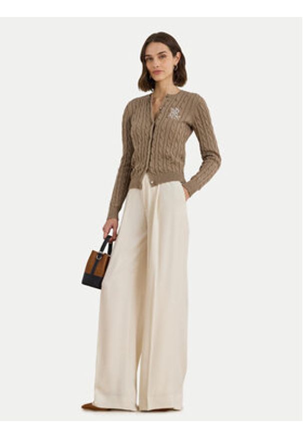 Lauren Ralph Lauren - LAUREN RALPH LAUREN Kardigan 200932225012 Brązowy Slim Fit. Kolor: brązowy. Materiał: bawełna