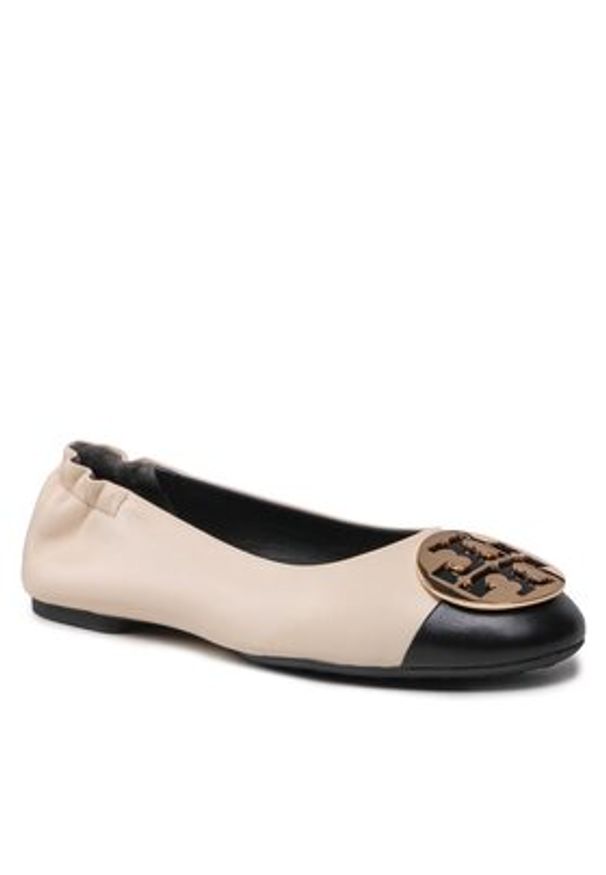 Tory Burch Baleriny Claire Cap Toe 148336 Beżowy. Kolor: beżowy. Materiał: skóra