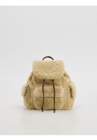 Reserved - Plecak ze sztucznego baranka - beżowy. Kolor: beżowy #1