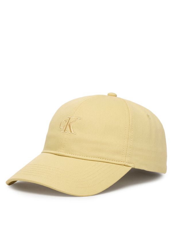 Calvin Klein Czapka z daszkiem Monogram Embroidery Baseball Cap LV04K5024G Żółty. Kolor: żółty. Materiał: bawełna
