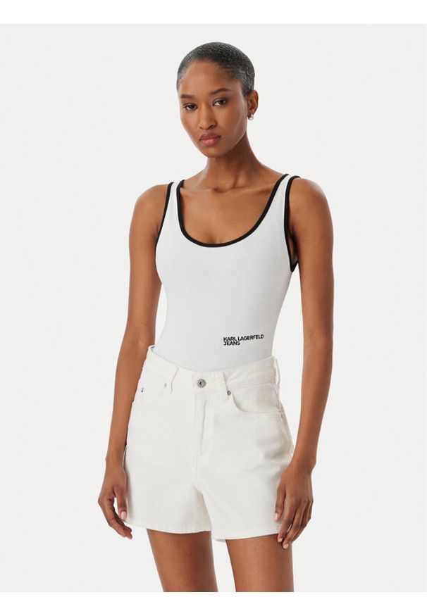 Karl Lagerfeld Jeans Body A2W17021 Biały Slim Fit. Kolor: biały. Materiał: bawełna