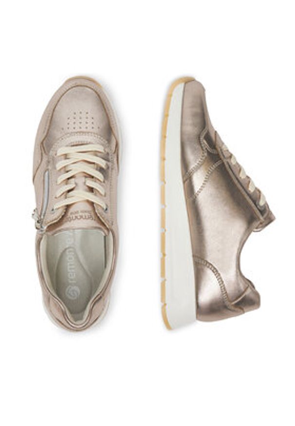 Remonte Sneakersy D2G01-90 Złoty. Kolor: złoty. Materiał: materiał, syntetyk