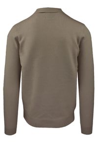 Męski, Lekki Sweter z Wiskozy z Kołnierzykiem Polo - Brave Soul - Taupe. Typ kołnierza: polo. Kolor: beżowy, brązowy, wielokolorowy. Materiał: poliester, poliamid, wiskoza #2