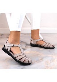 Skórzane sandały damskie płaskie zabudowane T.Sokolski A88 beżowy. Kolor: beżowy. Materiał: skóra #4