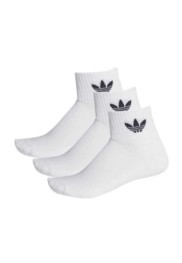 Adidas - Skarpety adidas Mid-Cut Crew Socks 3 Pairs FT8529 - białe. Kolor: biały. Materiał: poliester, elastan, bawełna, materiał, nylon. Wzór: aplikacja, paski