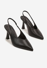 Renee - Czarne Sandały Vices na Szpilce Slingback Ozdobione Nitami Kolliva. Okazja: na co dzień, na spotkanie biznesowe. Kolor: czarny. Wzór: aplikacja. Obcas: na szpilce. Styl: biznesowy, klasyczny, elegancki, casual #3