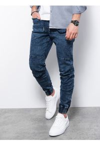 Ombre Clothing - Spodnie męskie jeansowe joggery P1056 - niebieskie - XXL. Kolor: niebieski. Materiał: jeans #8