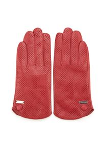 Wittchen - Damskie rękawiczki skórzane dziurkowane. Kolor: czerwony. Materiał: skóra. Wzór: ażurowy. Styl: elegancki, klasyczny #5
