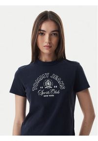 Tommy Jeans T-Shirt Heritage Logo DW0DW22816 Granatowy Regular Fit. Kolor: niebieski. Materiał: bawełna #4