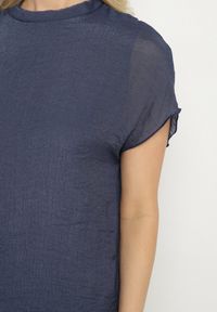 Born2be - Niebieska Sukienka Pudełkowa Ozdobiona Wiązaniem Napelira. Okazja: na co dzień. Kolor: niebieski. Materiał: jeans. Wzór: aplikacja. Styl: casual, elegancki, klasyczny #2