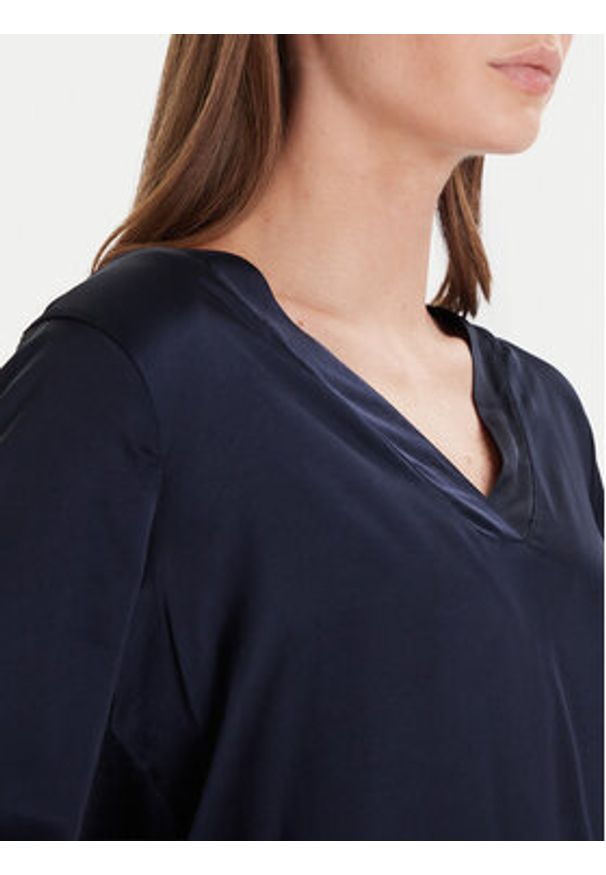 Maryley Bluzka 25IB824/18BL Granatowy Regular Fit. Kolor: niebieski. Materiał: wiskoza