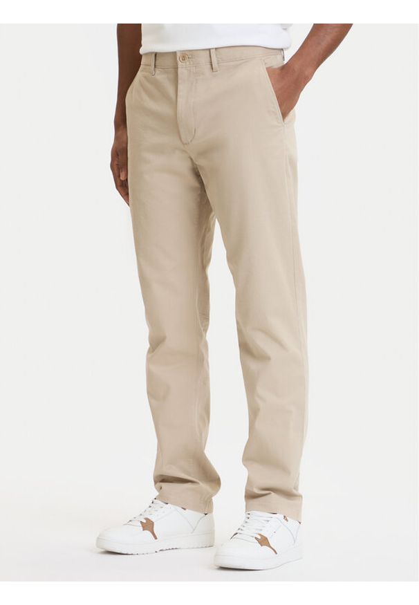 TOMMY HILFIGER - Tommy Hilfiger Chinosy Denton Essential MW0MW40262 Beżowy Straight Fit. Kolor: beżowy. Materiał: bawełna
