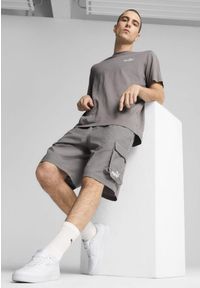 Puma - Męskie szorty bojówki Essentials 9" z logo No.1 PUMA Cast Iron Gray. Kolor: szary