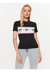 Chiara Ferragni T-Shirt 74CBHF03 Czarny Regular Fit. Kolor: czarny. Materiał: bawełna