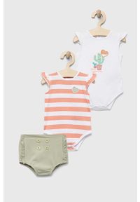 Guess komplet niemowlęcy kolor biały. Kolor: biały. Materiał: bawełna, dzianina. Wzór: nadruk #1