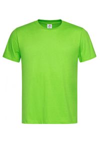 Stedman - Jasny Zielony Bawełniany T-Shirt Męski Bez Nadruku -STEDMAN- Koszulka, Krótki Rękaw, Basic, U-neck. Okazja: na co dzień. Kolor: zielony. Materiał: bawełna. Długość rękawa: krótki rękaw. Długość: krótkie. Styl: casual #1