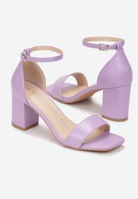 Renee - Fioletowe Gładkie Sandały na Słupku Nolo. Nosek buta: otwarty. Zapięcie: sprzączka. Kolor: fioletowy. Wzór: gładki. Sezon: wiosna, lato. Obcas: na słupku. Wysokość obcasa: średni #3