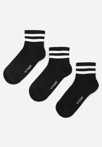 Renee - Czarne 3-Pack Skarpety Bawełniane za Kostkę ze Wzorem w Paski Nargaia. Kolor: czarny. Materiał: bawełna. Wzór: paski #1
