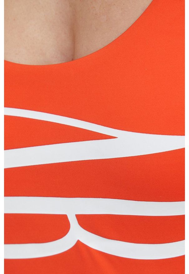 Emporio Armani Underwear jednoczęściowy strój kąpielowy kolor pomarańczowy lekko usztywniona miseczka. Kolor: pomarańczowy. Materiał: materiał. Wzór: nadruk