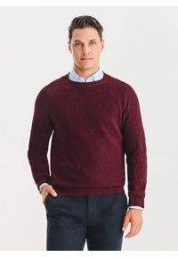 Pako Lorente - PAKO LORENTE – Bordowy bawełniany sweter męski. Okazja: na co dzień. Kolor: czerwony. Materiał: bawełna. Sezon: jesień. Styl: casual #1