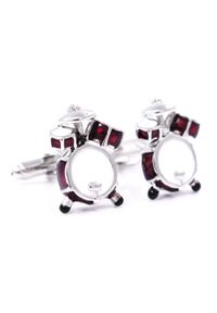 Modini - Srebrno-czerwone spinki do mankietów - perkusja U9. Kolor: srebrny, wielokolorowy, czerwony. Materiał: materiał #1