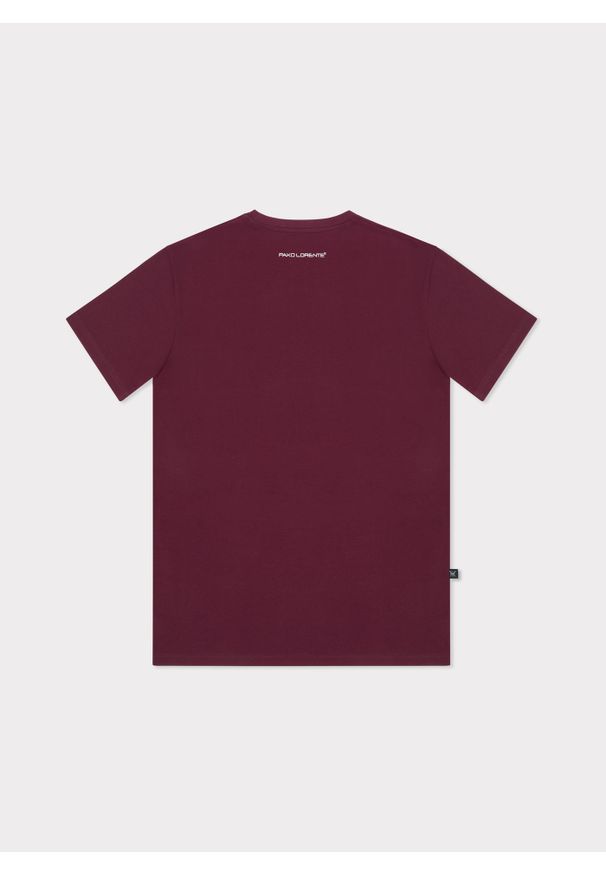 Pako Lorente - PAKO LORENTE – Bawełniany bordowy t-shirt z okrągłym dekoltem. Okazja: na co dzień. Kolor: niebieski, czerwony. Materiał: bawełna. Styl: casual