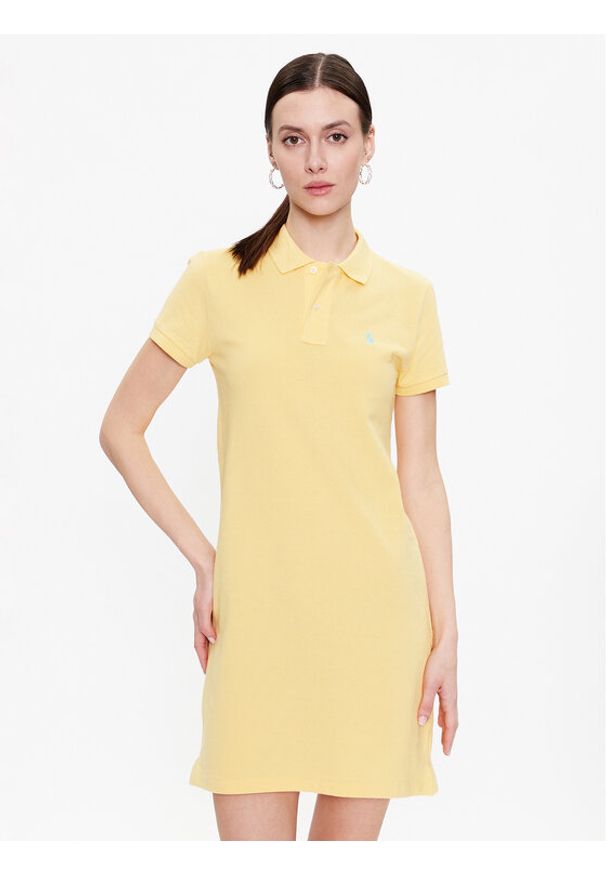 Polo Ralph Lauren Sukienka codzienna 211799490010 Żółty Regular Fit. Okazja: na co dzień. Typ kołnierza: polo. Kolor: żółty. Materiał: bawełna. Typ sukienki: proste. Styl: casual