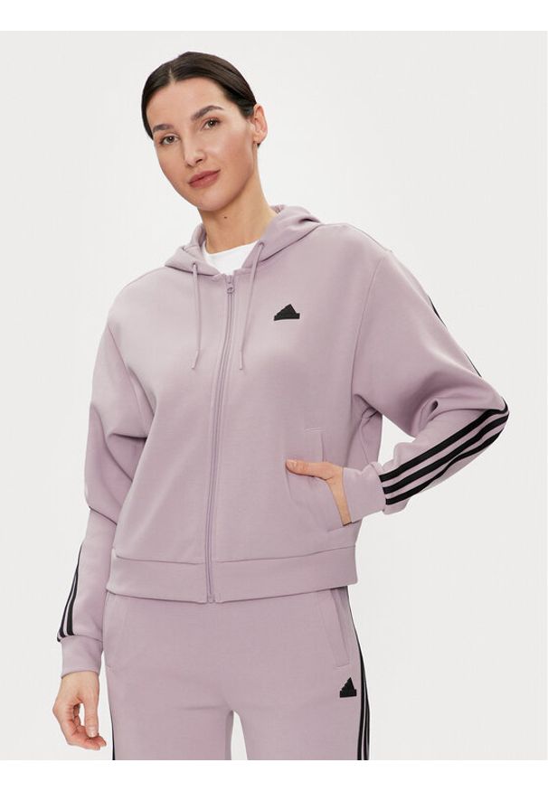 Adidas - adidas Bluza Future Icons 3-Stripes IS3681 Fioletowy Loose Fit. Kolor: fioletowy. Materiał: bawełna