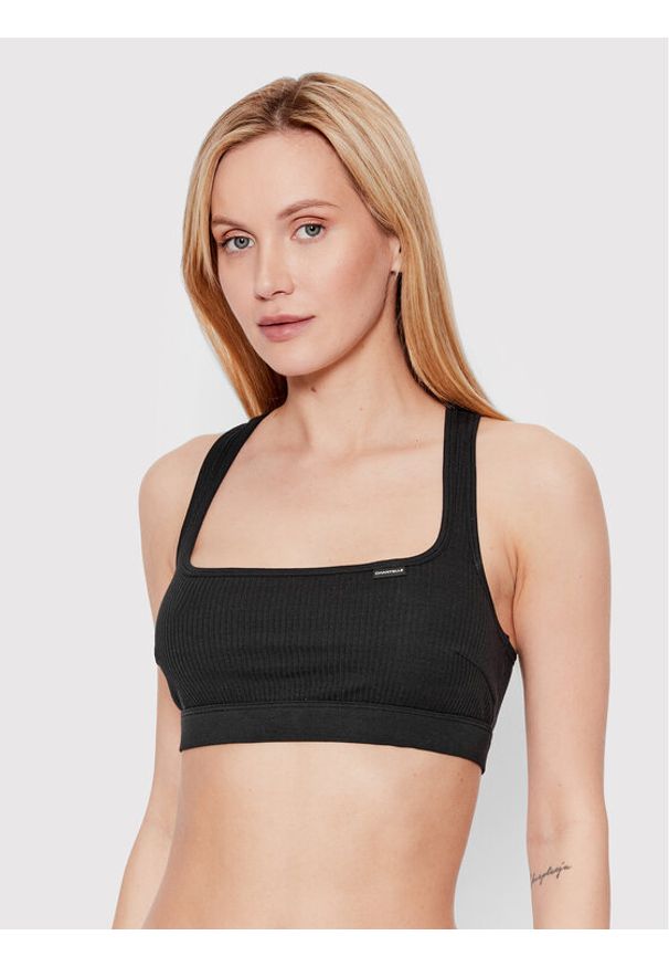 Chantelle Biustonosz top Cotton Comfort C15P10 Czarny. Kolor: czarny. Materiał: bawełna
