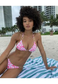BEACH BUNNY - Dół od bikini w różowe cętki Lexi. Kolor: biały. Materiał: materiał #3