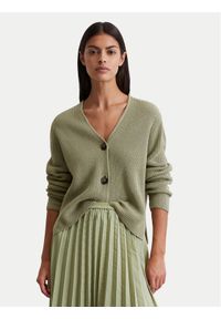 Marc O'Polo Kardigan 506 6059 61069 Zielony Relaxed Fit. Typ kołnierza: polo. Kolor: zielony. Materiał: bawełna