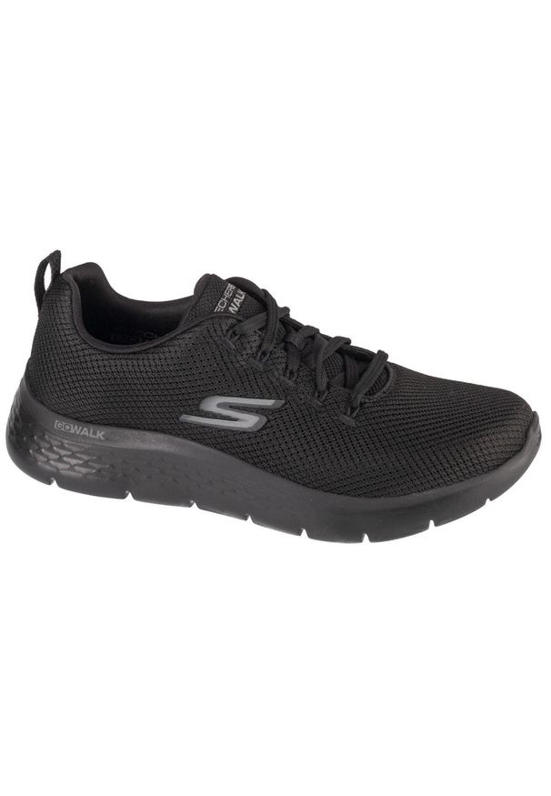 skechers - Buty do chodzenia męskie Skechers Go Walk Flex Vespid. Kolor: czarny. Materiał: syntetyk, materiał. Szerokość cholewki: normalna. Sport: turystyka piesza