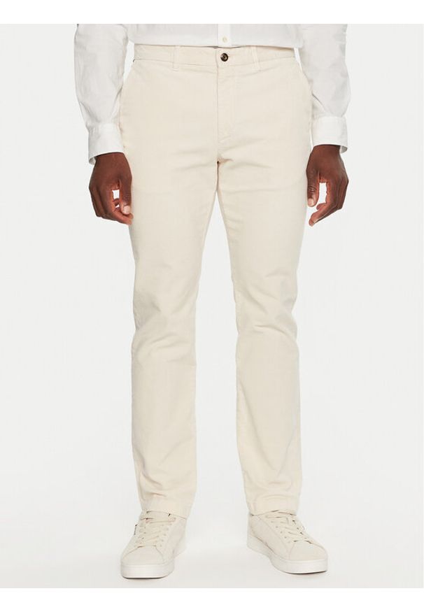 TOMMY HILFIGER - Tommy Hilfiger Spodnie materiałowe MW0MW32932 Écru Regular Fit. Materiał: sztruks