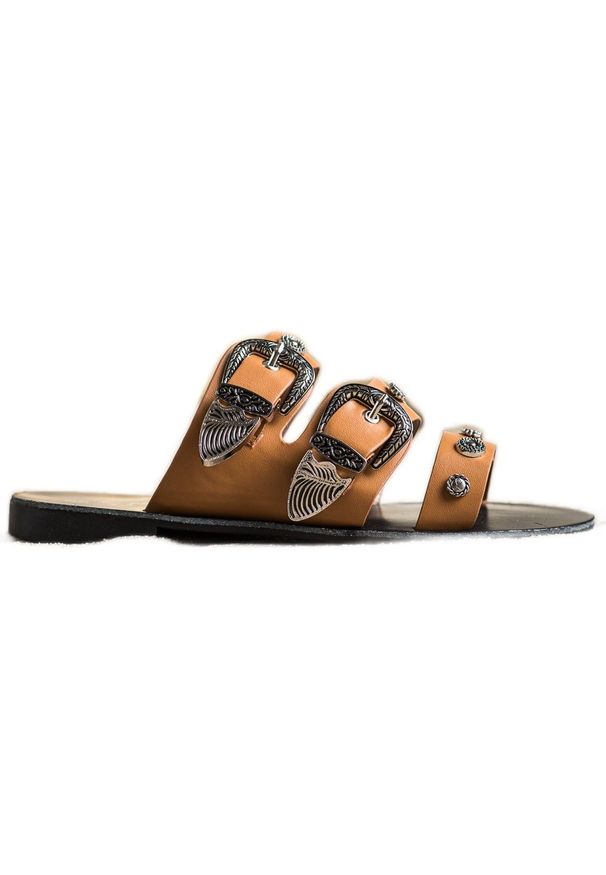 Seastar Stylowe Klapki Ze Sprzączkami brązowe. Kolor: brązowy. Styl: elegancki