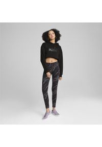 Puma - Damskie legginsy z grafiką ESS+ ANIMAL PUMA Black. Kolor: czarny. Wzór: motyw zwierzęcy, nadruk