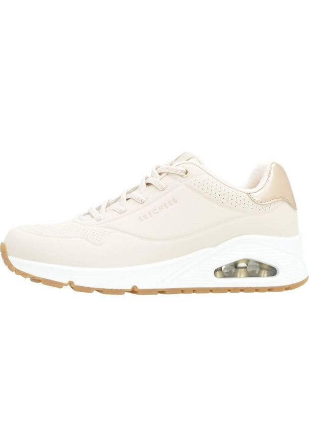 skechers - Buty do chodzenia damskie Skechers Uno Shimmer Away. Kolor: beżowy. Materiał: skóra ekologiczna, materiał. Model: Skechers Sport. Sport: turystyka piesza