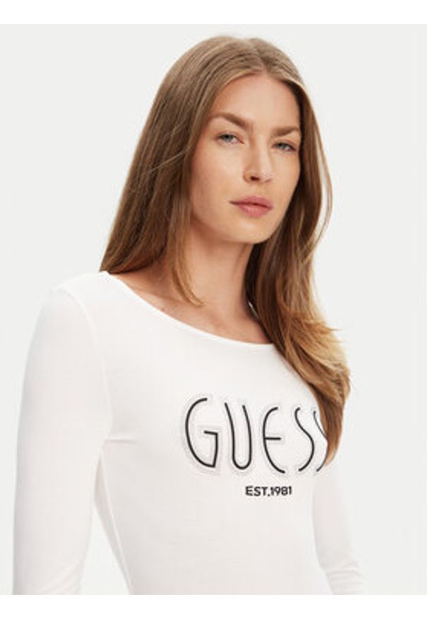 Guess Body W5YP05 K68D2 Biały Slim Fit. Kolor: biały. Materiał: wiskoza