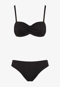 Renee - Czarne Bikini 2 Pary Majtek Typu Figi i Biustonosz Wiązany na Plecach Galanoria. Kolor: czarny. Wzór: aplikacja #3