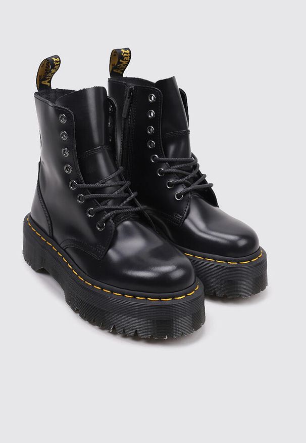 Dr. Martens - Buty Jadon Polerowane Gładkie Dr Marteny Czarne Damskie. Okazja: na co dzień. Kolor: czarny. Wzór: gładki. Sport: turystyka piesza