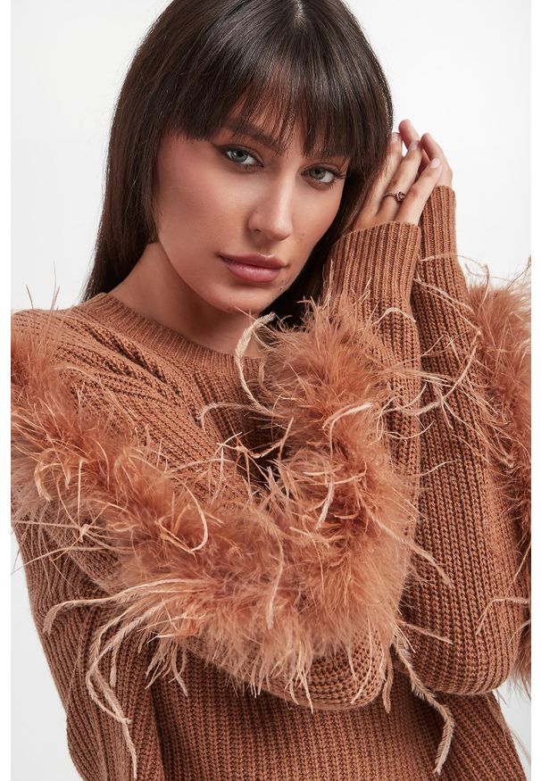 Twinset Milano - Sweter damski z piórami TWINSET