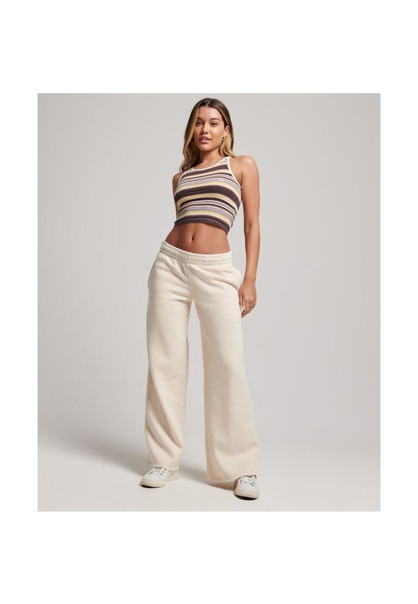 Damskie proste spodnie dresowe w odcieniu wyblakłym Superdry. Kolor: szary. Materiał: dresówka. Długość: długie