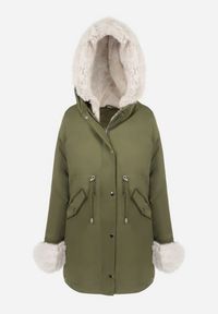Born2be - Ciemnozielona Kurtka Parka z Futerkiem Koni. Kolor: zielony. Materiał: futro. Sezon: zima, jesień #2