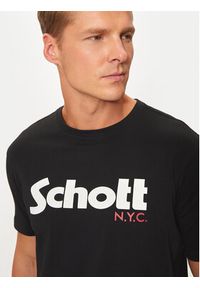 SCHOTT N.Y.C. T-Shirt TSLOGO Czarny Regular Fit. Kolor: czarny. Materiał: bawełna #4