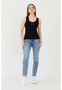Karl Lagerfeld - KARL LAGERFELD Czarny damski top Logo Rib Tank, Rozmiar L. Kolor: czarny #3