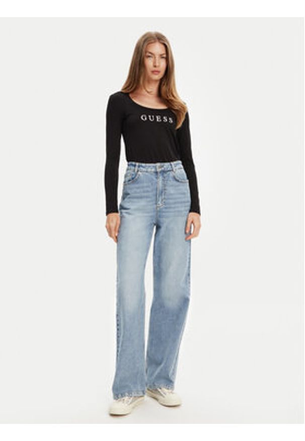 Guess Bluzka O5RI00 KBBU1 Czarny Regular Fit. Kolor: czarny. Materiał: bawełna