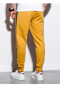 Ombre Clothing - Spodnie męskie dresowe joggery P898 - żółte - XXL. Kolor: żółty. Materiał: dresówka. Wzór: gładki. Styl: elegancki #3